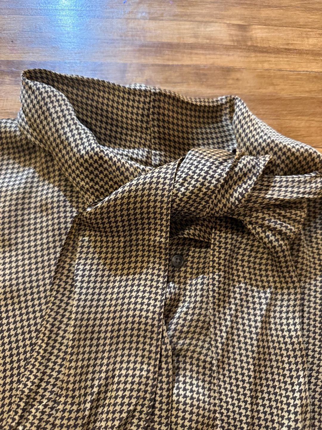 Lauren Ralph Lauren Sz 4 Houndstooth Tie Neck Blouse Silk (q1) 4