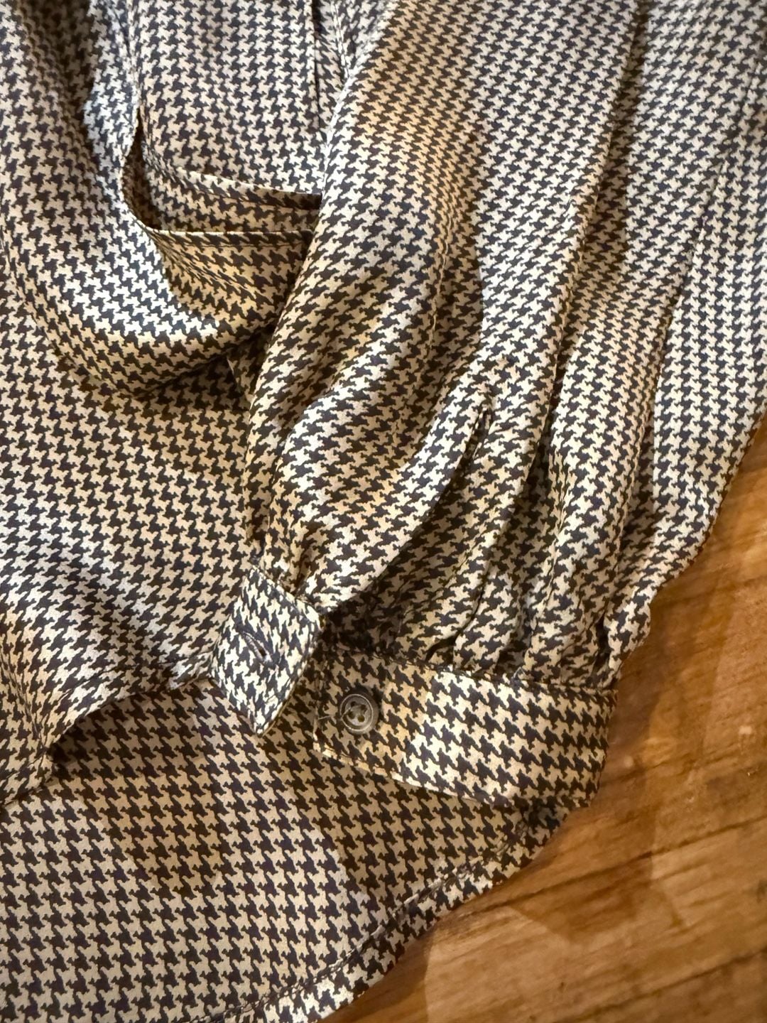 Lauren Ralph Lauren Sz 4 Houndstooth Tie Neck Blouse Silk (q1) 6