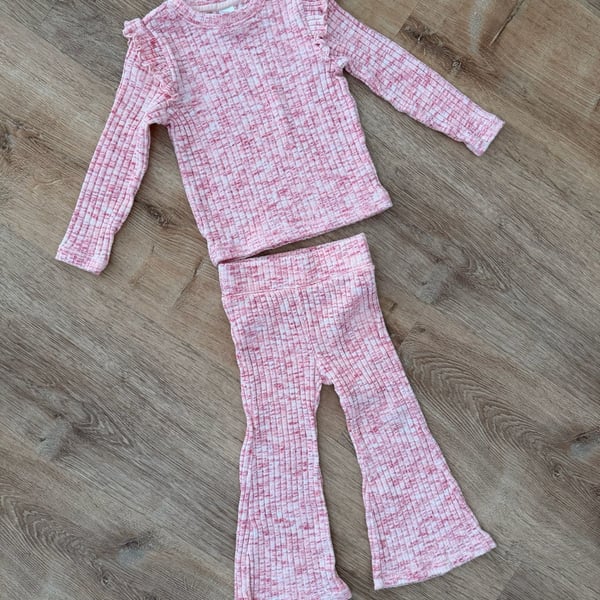 90 Degree by Reflex Rib Space Dye Magical Top Set Size 2T Pink