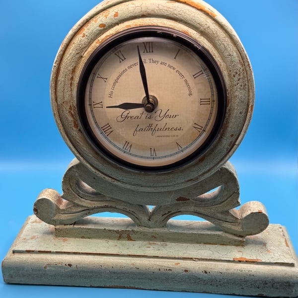 Blessings Unlimited Mantle Clock Item 84630 Distressed