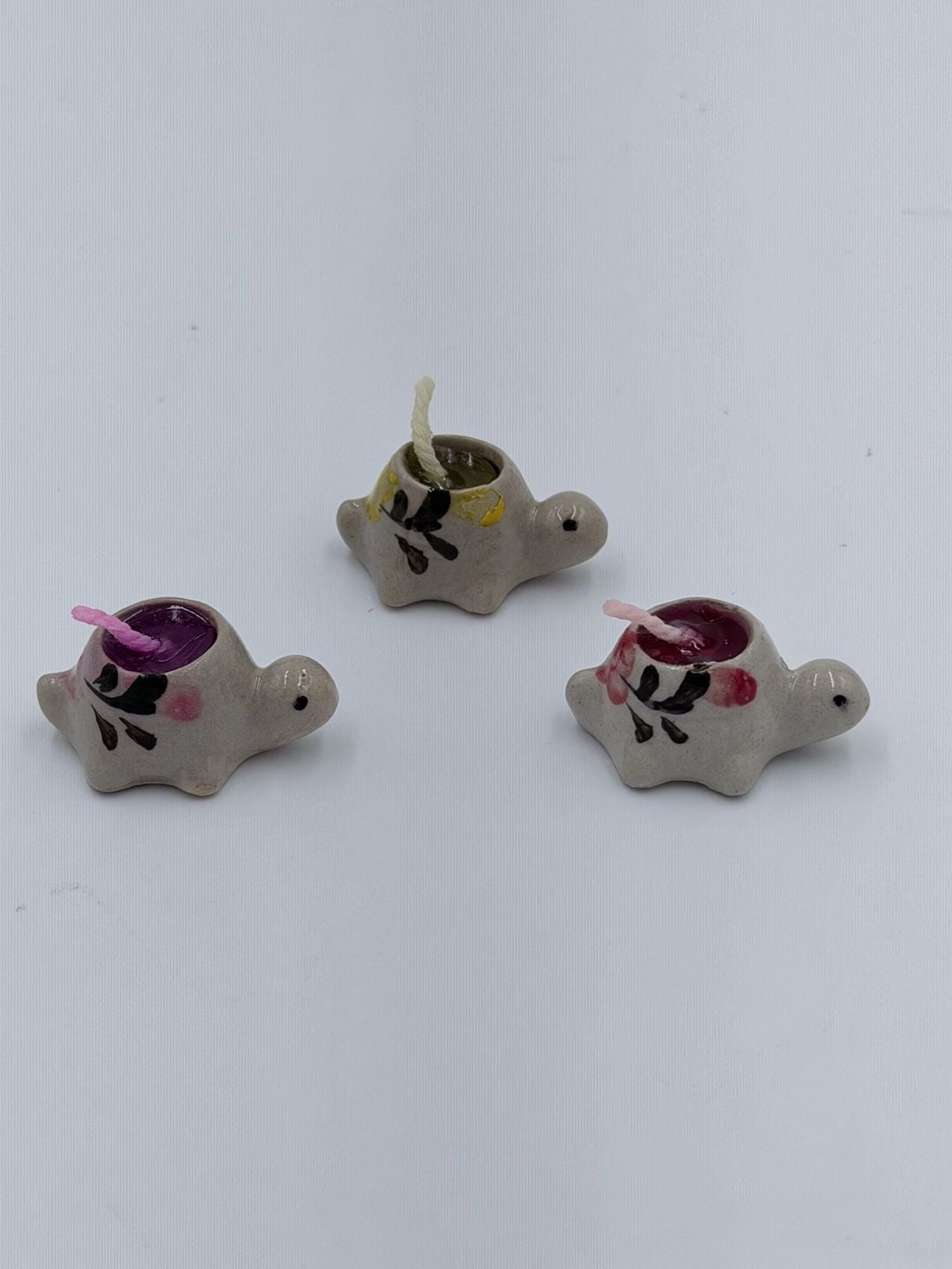 Handmade Ceramic Turtle Candle Holder Set Of Three Mini 1