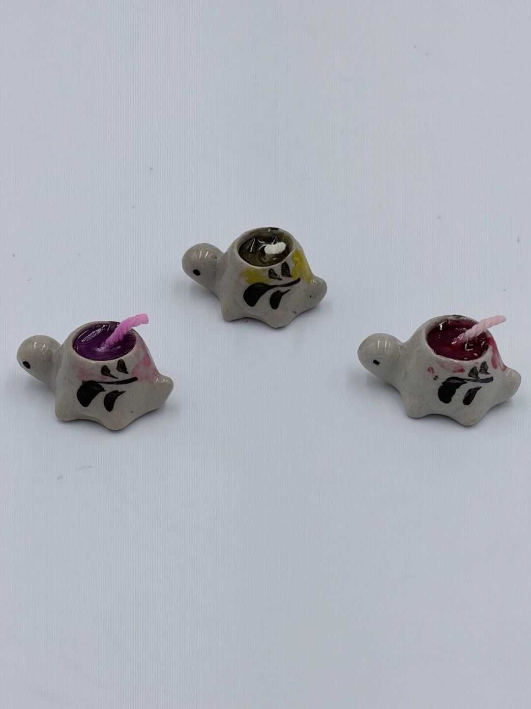 Handmade Ceramic Turtle Candle Holder Set Of Three Mini 5