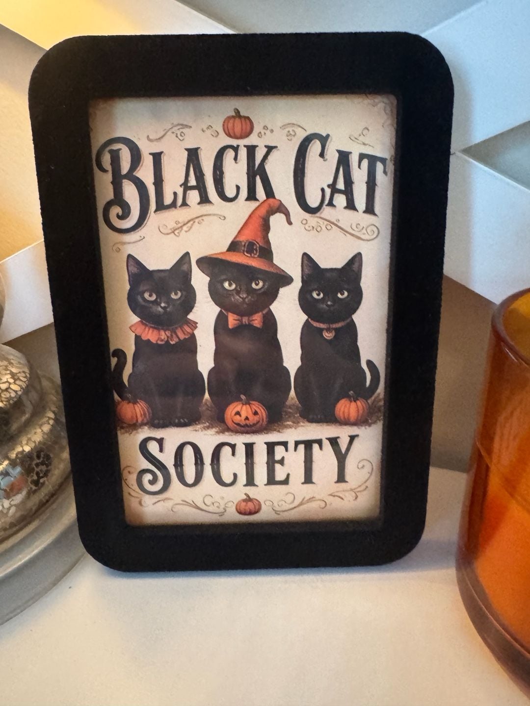 Black Cat Society Halloween Framed Art 2