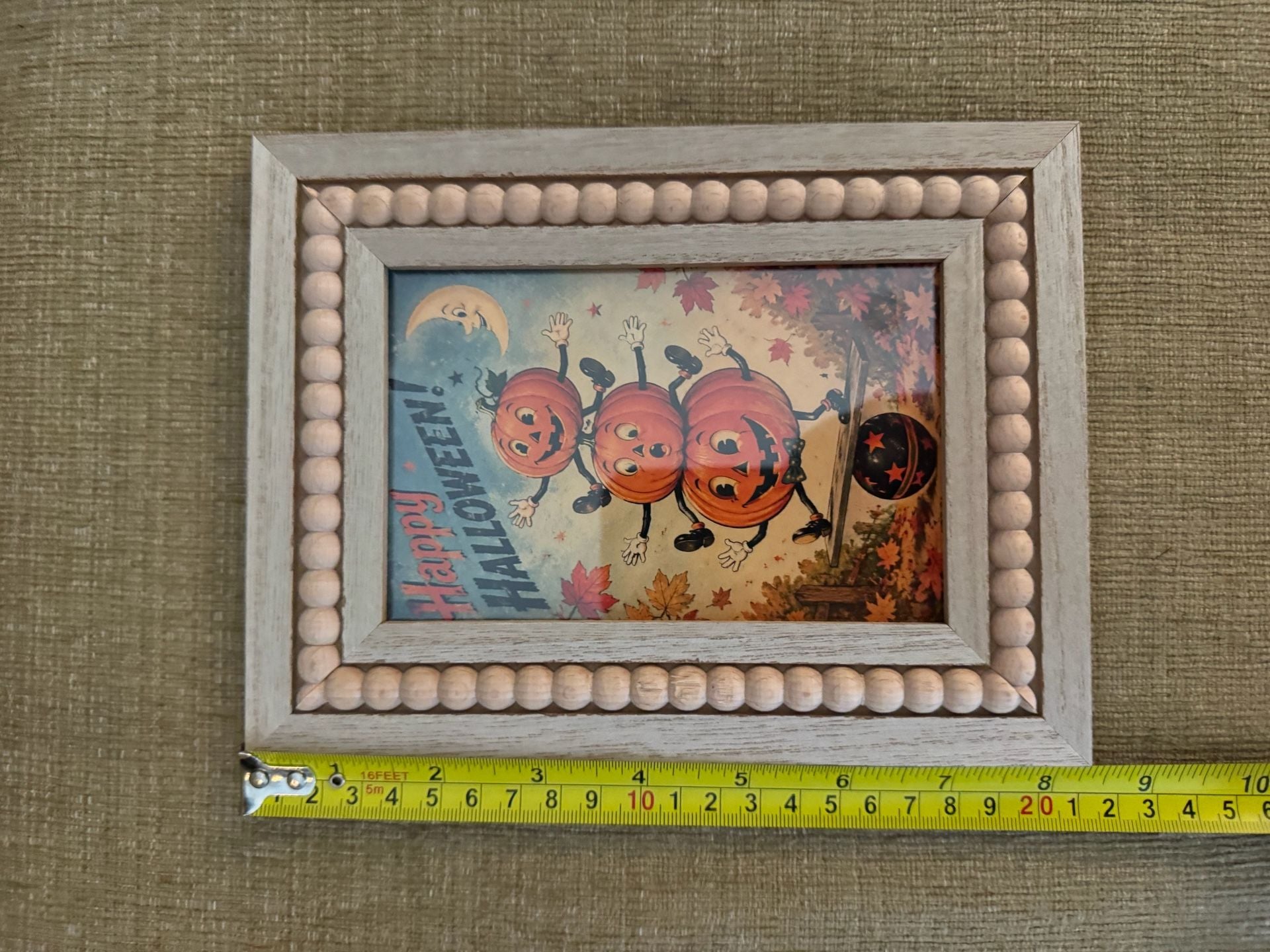 Vintage Style Halloween Pumpkin Beaded Framed Art 3