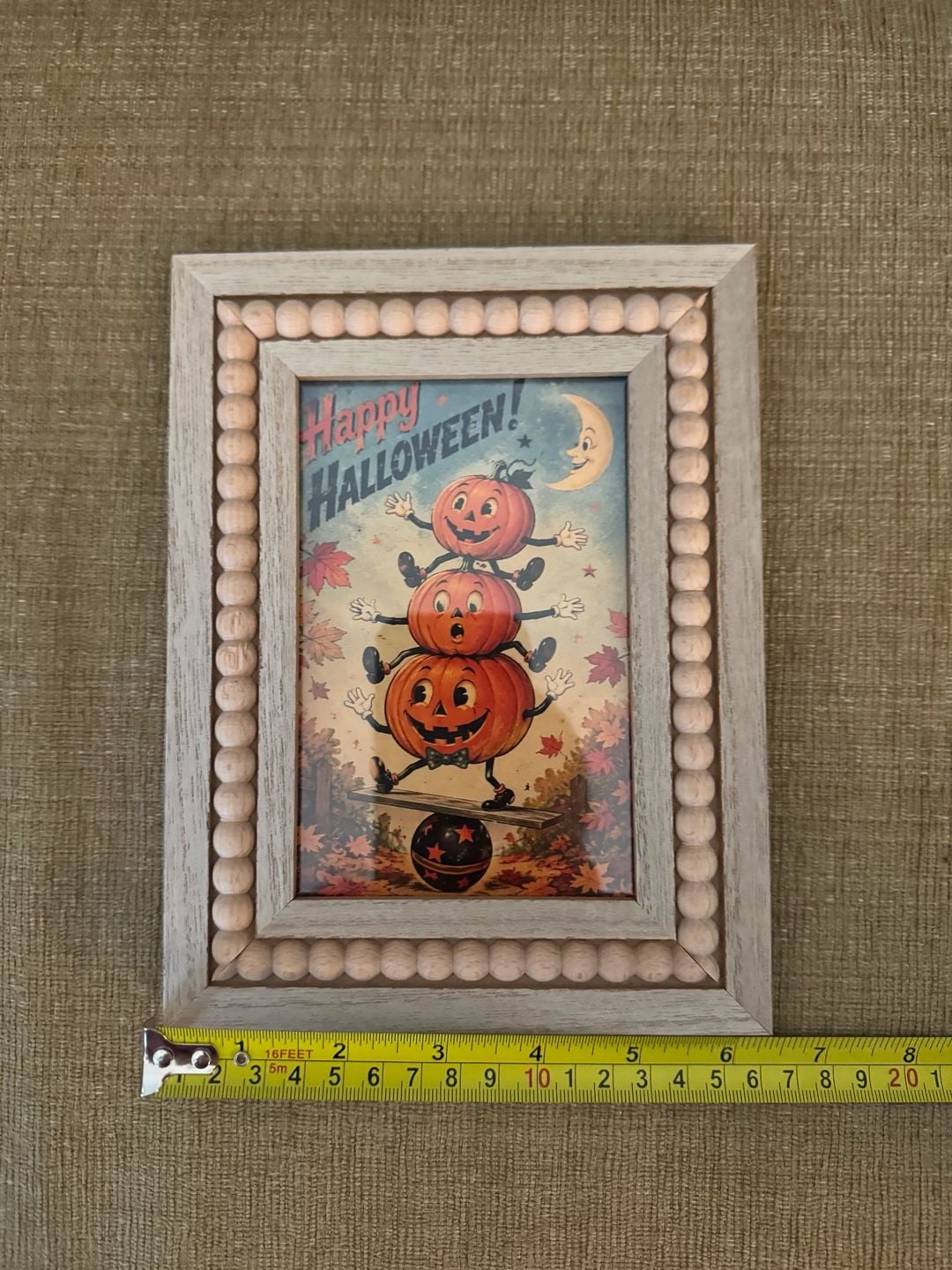 Vintage Style Halloween Pumpkin Beaded Framed Art 4
