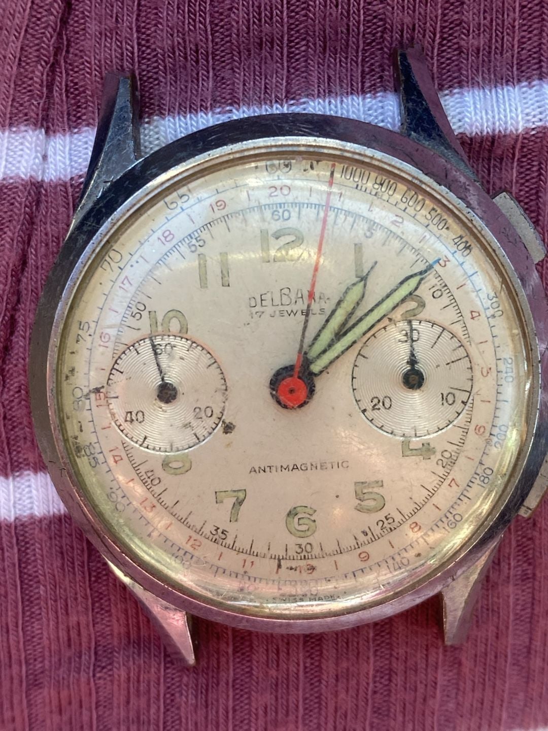 Delbana Vintage Chronograph Antimagnetic 17 Jewels Watch 2