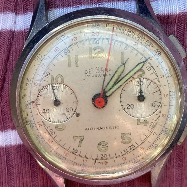 Delbana Vintage Chronograph Antimagnetic 17 Jewels Watch