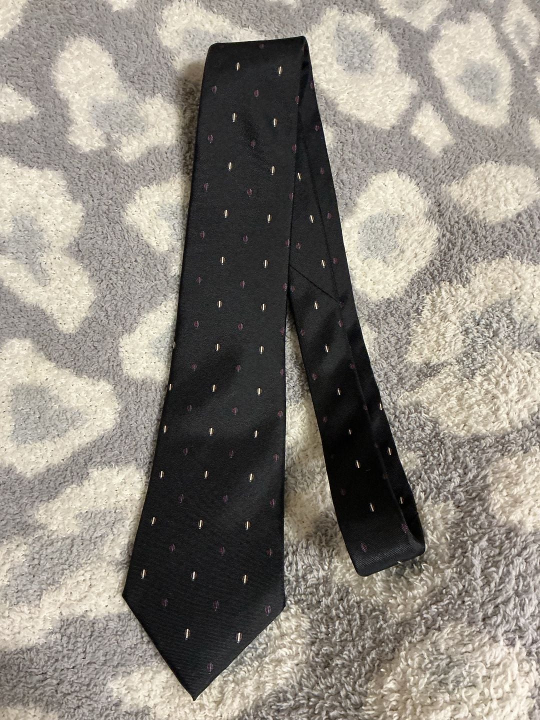 Christian Dior Silk Necktie Black Dotted Pattern 1