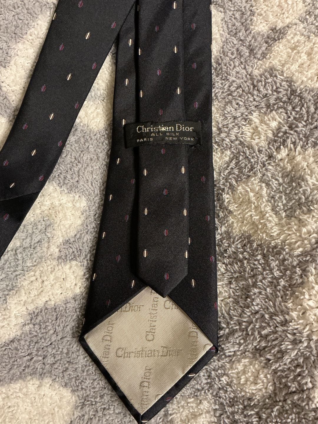 Christian Dior Silk Necktie Black Dotted Pattern 2