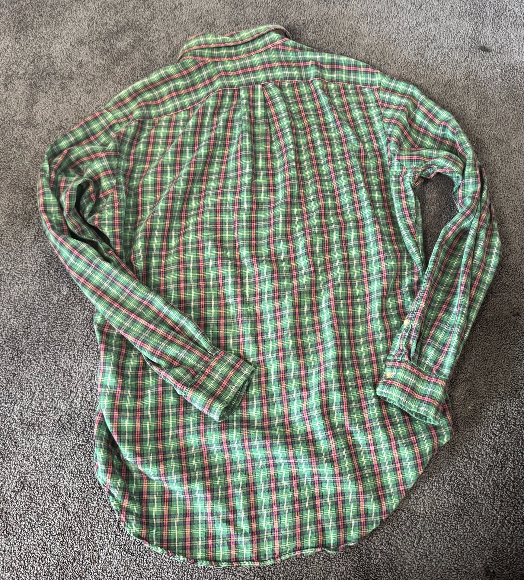 Ralph Lauren Classic Fit Plaid Shirt Size M Green Long Sleeve Button Down 10