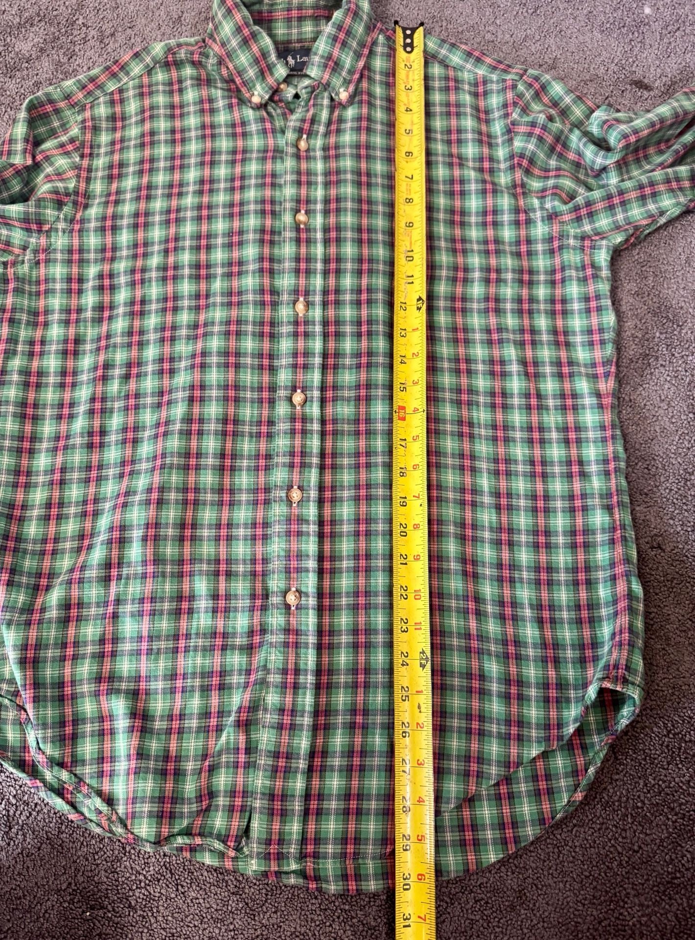 Ralph Lauren Classic Fit Plaid Shirt Size M Green Long Sleeve Button Down 12