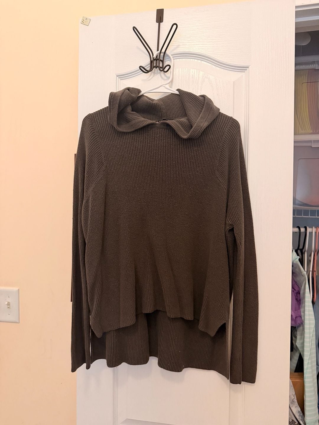 Athleta Rest Day Pullover Hoodie Sweater Size M Gray Ribbed Knit 2