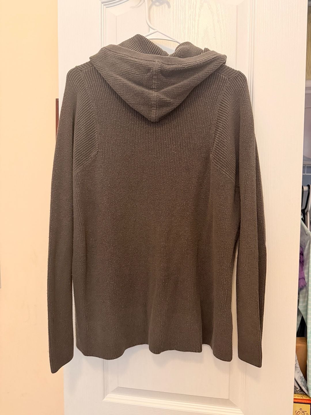 Athleta Rest Day Pullover Hoodie Sweater Size M Gray Ribbed Knit 3