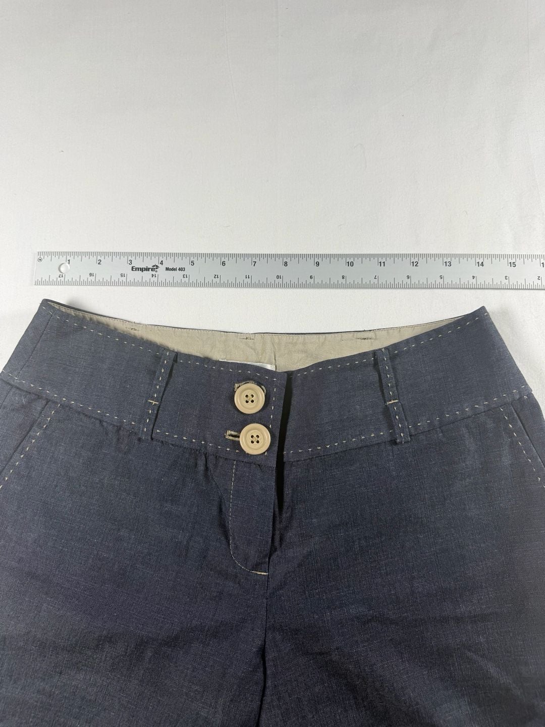 Ann Taylor Loft Wide Leg Pants Size 4 Blue Denim Contrast Stitching 3