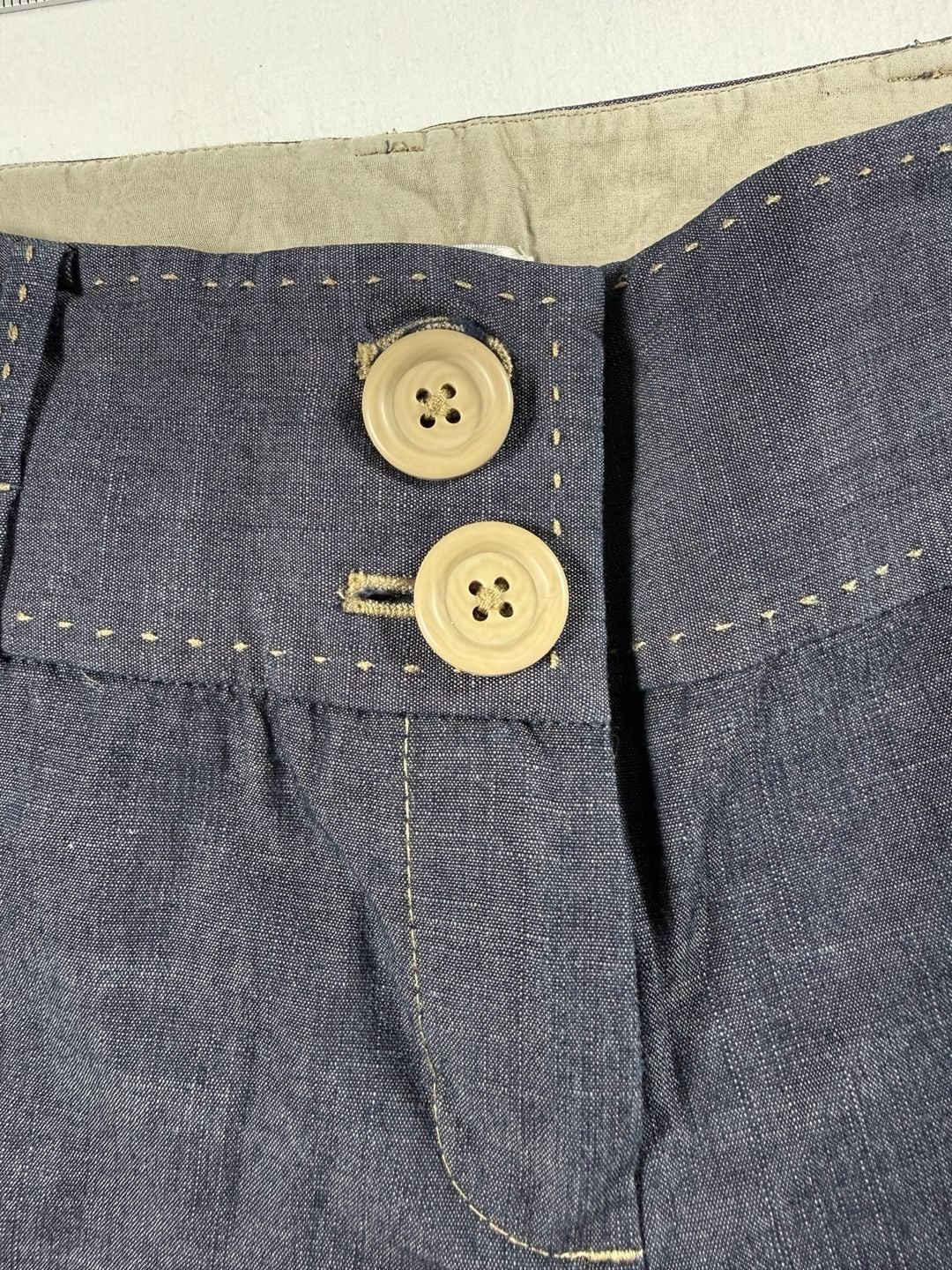 Ann Taylor Loft Wide Leg Pants Size 4 Blue Denim Contrast Stitching 4