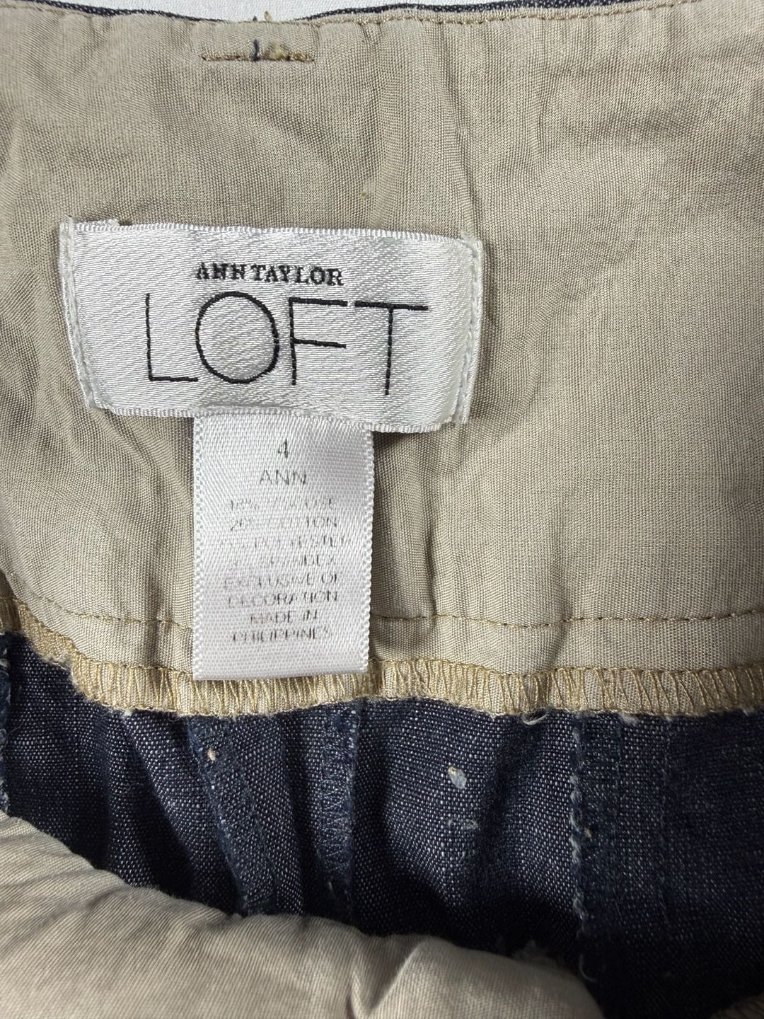 Ann Taylor Loft Wide Leg Pants Size 4 Blue Denim Contrast Stitching 5