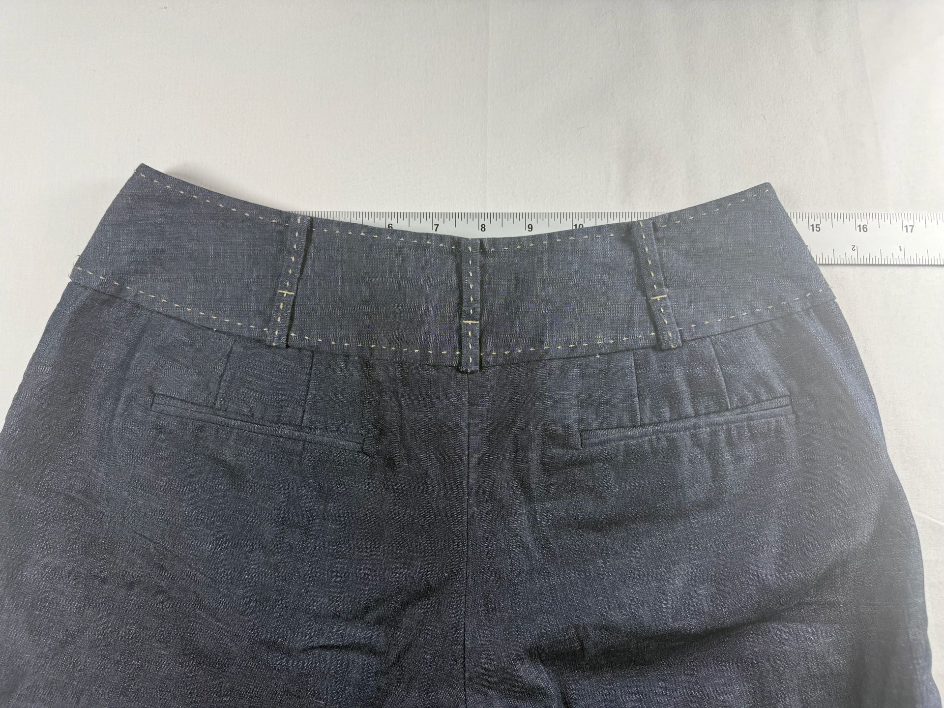 Ann Taylor Loft Wide Leg Pants Size 4 Blue Denim Contrast Stitching 6