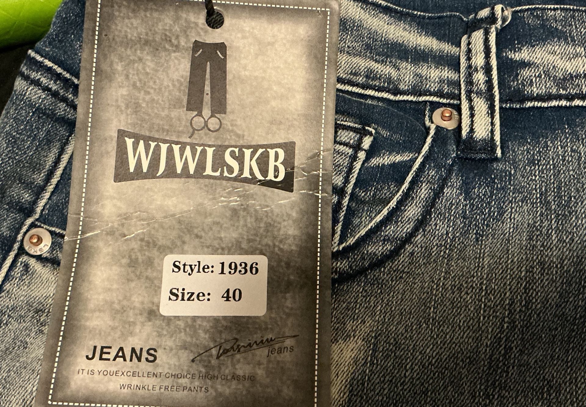 Wiwlskb Biker Jeans Size 40 Distressed Light Wash Paint Splatter 11
