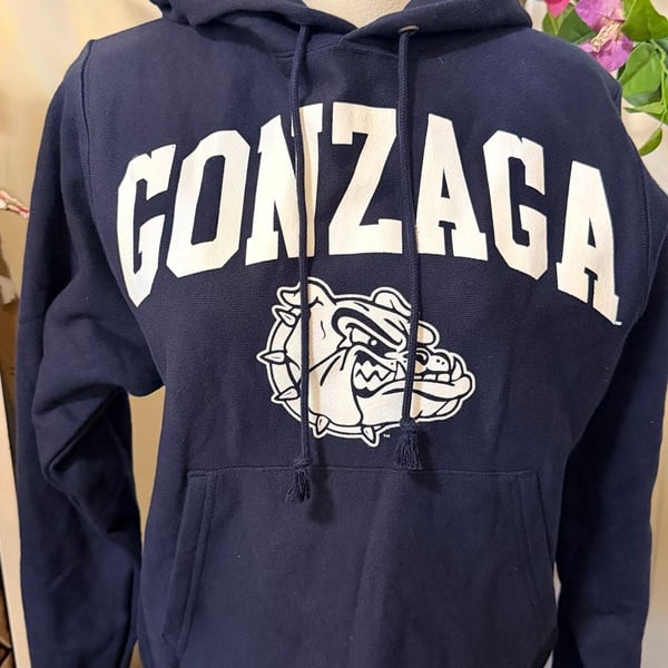 Champion Gonzaga Bulldogs Reverse Weave Hoodie Size XS Navy Blue