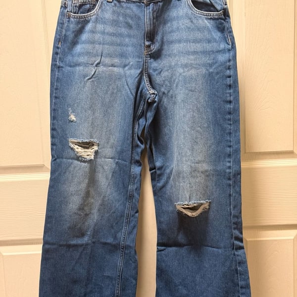 Weekend Academy Jeans Size 18 Blue Ripped Wide Leg Girls Youth
