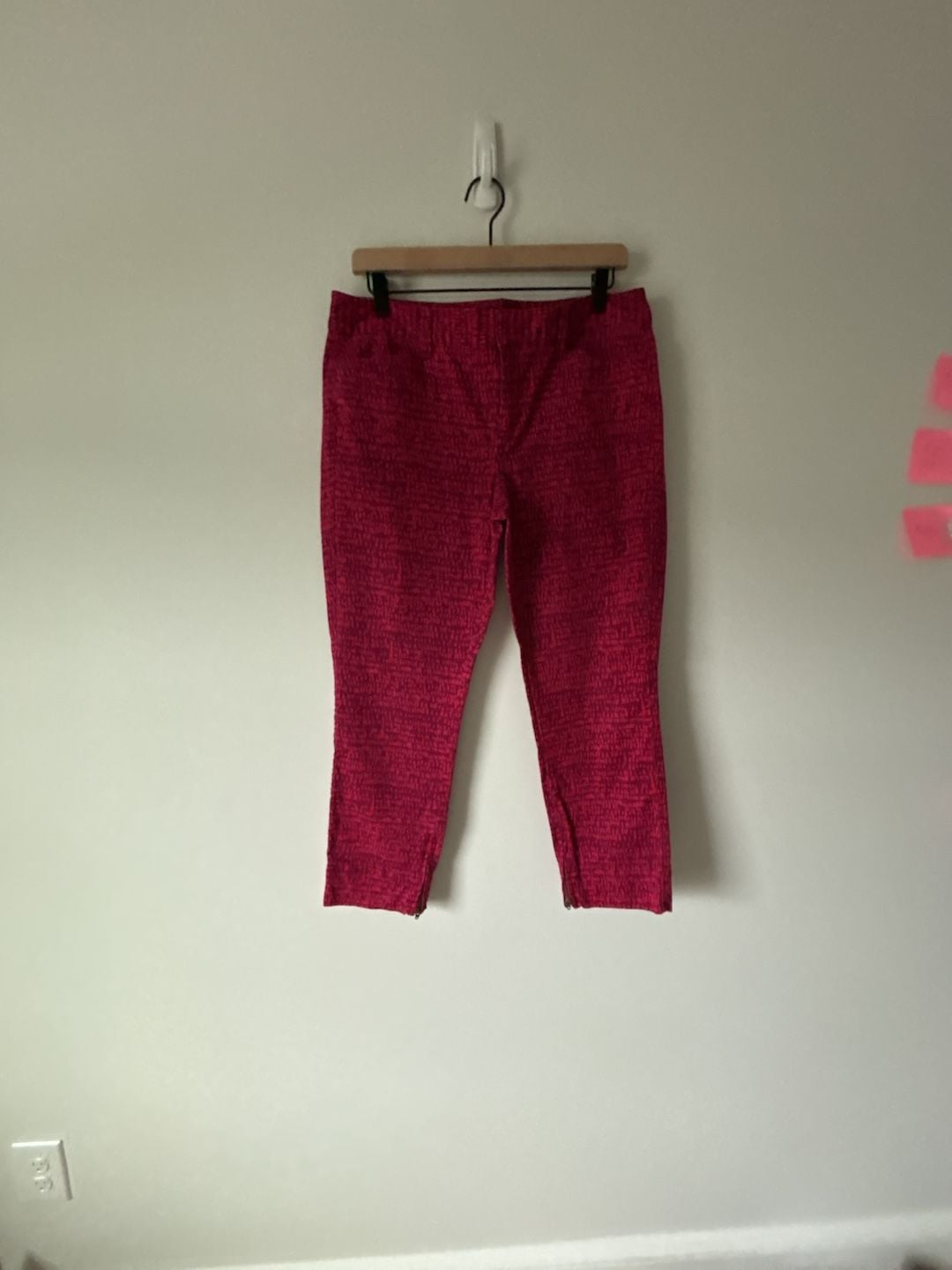 Ann Taylor Loft Marisa Skinny Ankle Pants Size 10 Red Purple Pattern 2