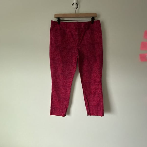 Ann Taylor Loft Marisa Skinny Ankle Pants Size 10 Red Purple Pattern