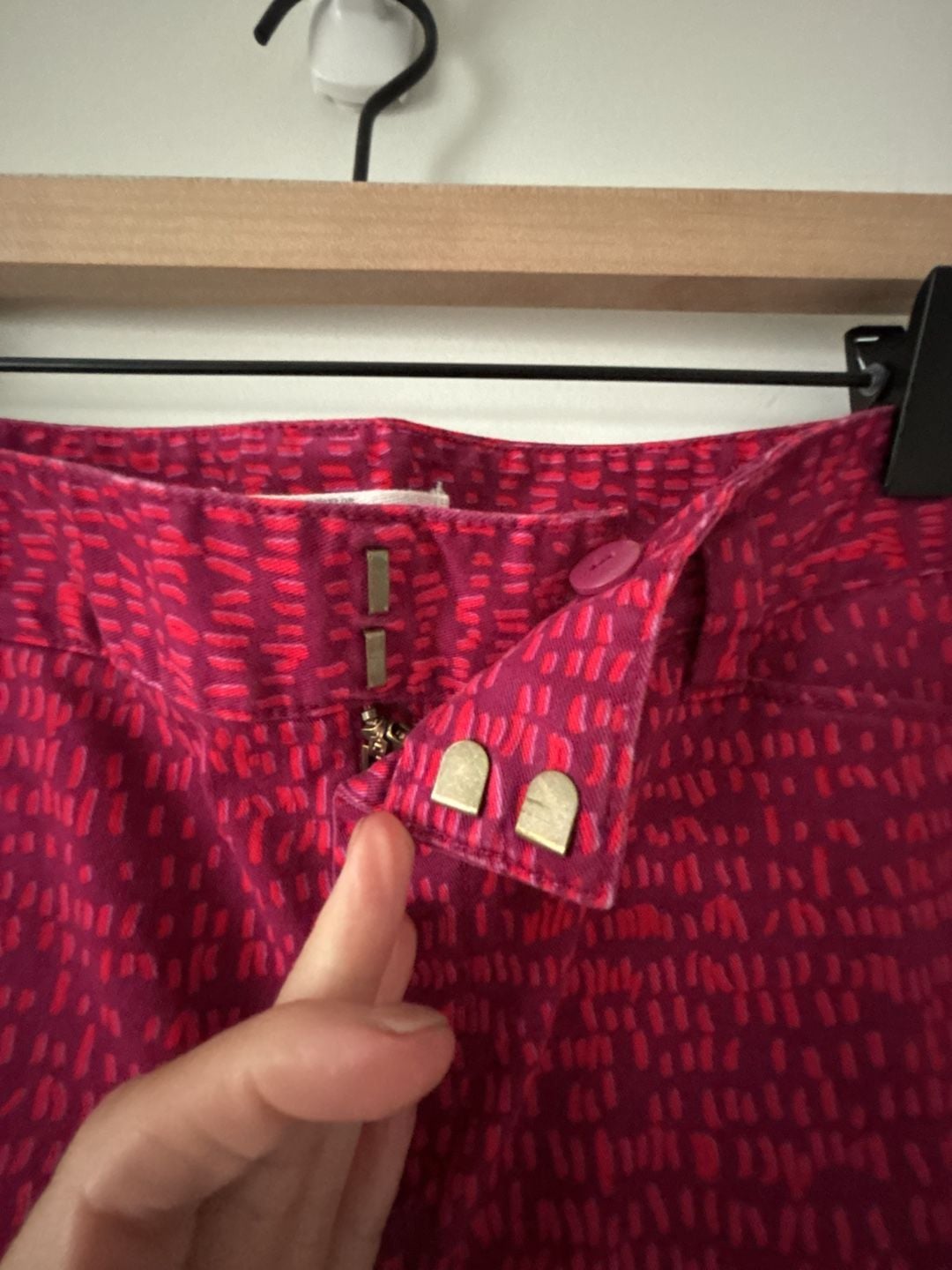 Ann Taylor Loft Marisa Skinny Ankle Pants Size 10 Red Purple Pattern 3