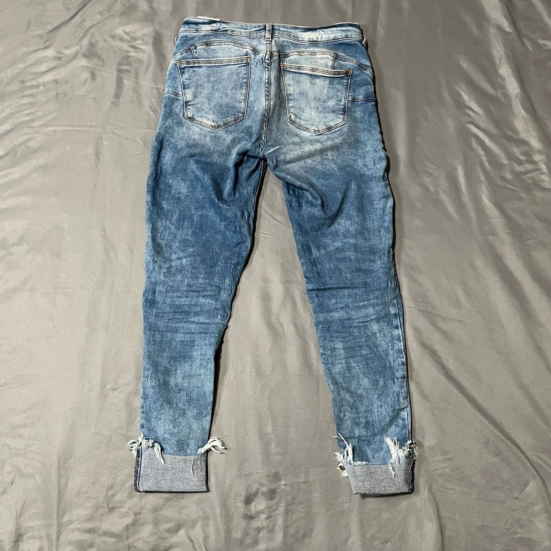 Mango Distressed Skinny Jeans Blue Denim 3