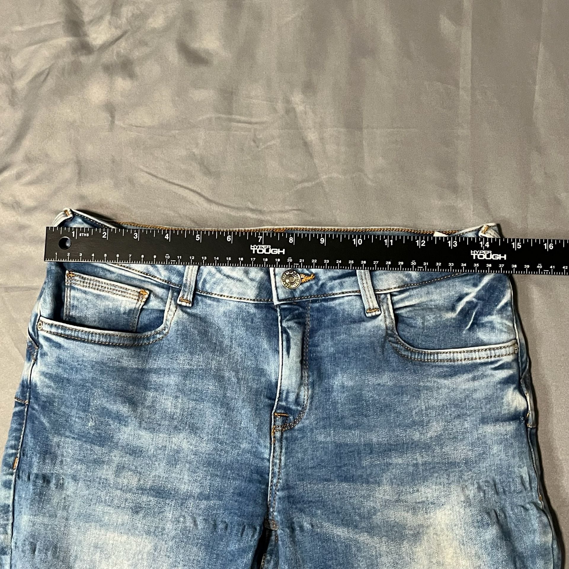 Mango Distressed Skinny Jeans Blue Denim 4