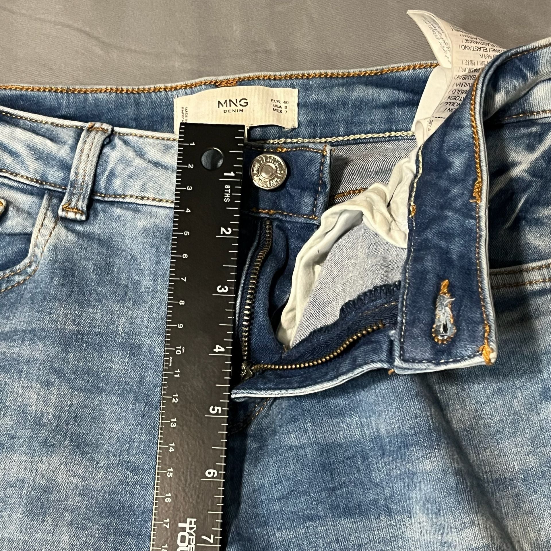 Mango Distressed Skinny Jeans Blue Denim 7