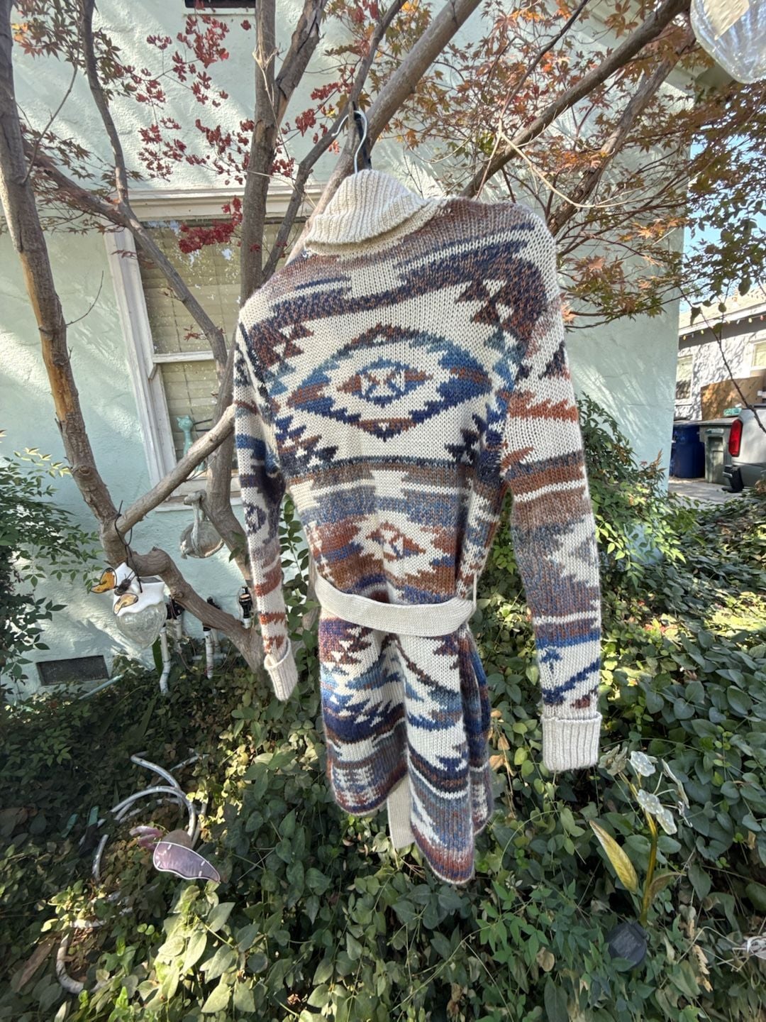 Idyllwind Aztec Western Shawl Collar Cardigan Sweater XS/TP Belted Wool Blend 9