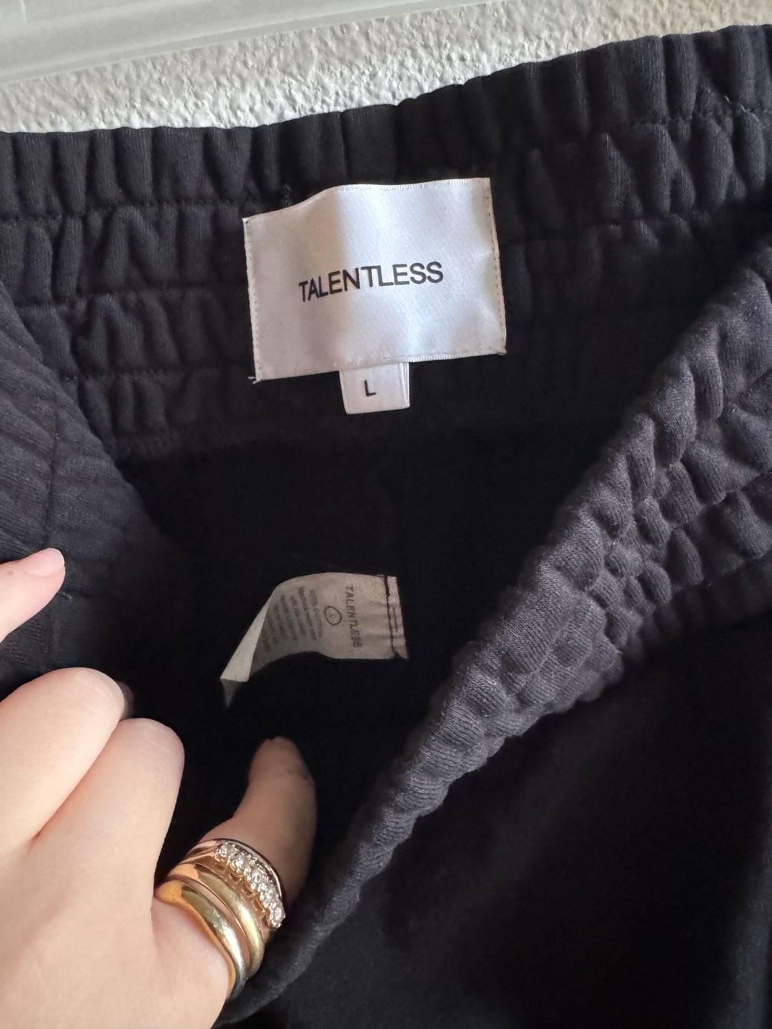 Talentless Sweatpants Size L Black Wide Leg Cotton Trousers 8