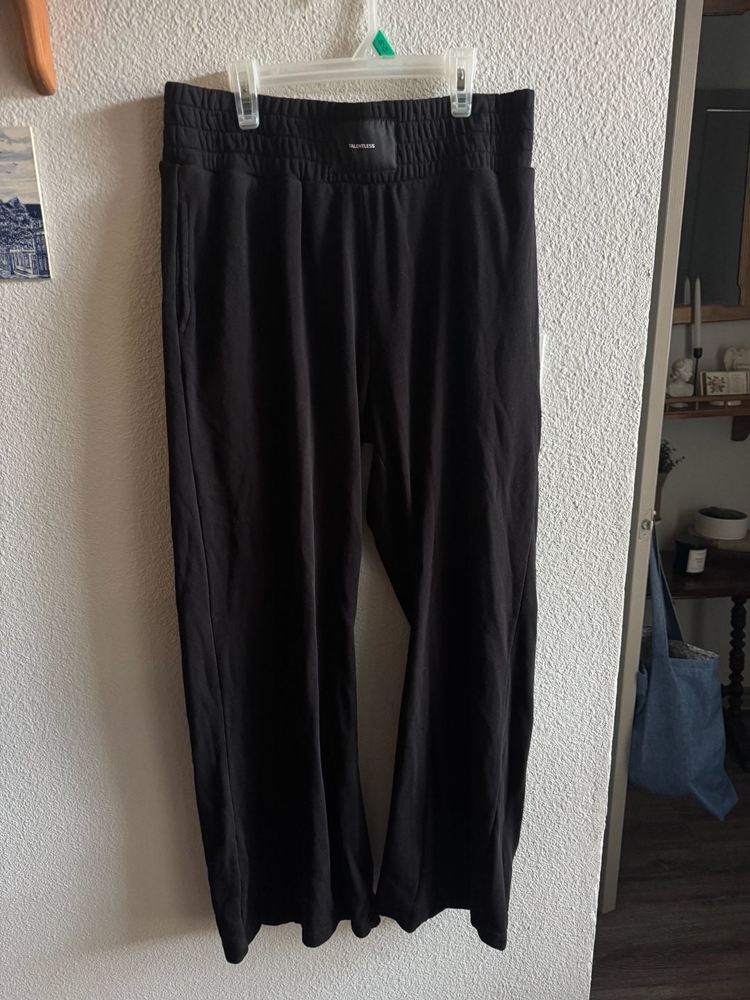 Talentless Sweatpants Size L Black Wide Leg Cotton Trousers 10