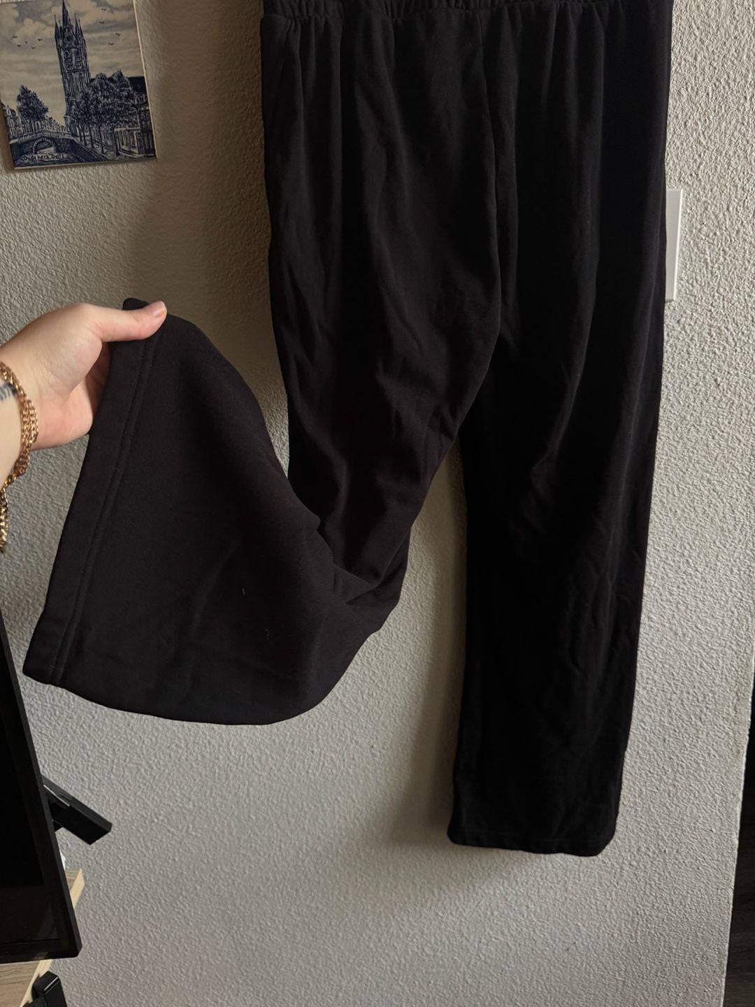 Talentless Sweatpants Size L Black Wide Leg Cotton Trousers 11