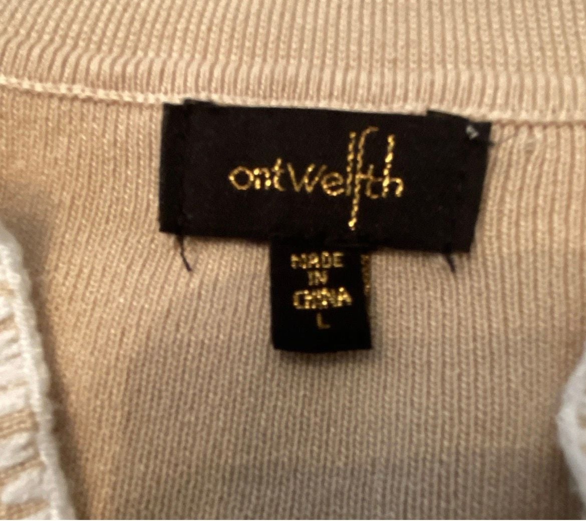 Ontwelfth Sleeveless Polo Top Size L Beige Rhinestone Embellished 5