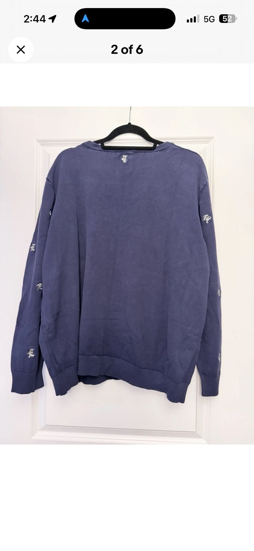 Sec. 119 Grateful Dead Dancing Bear Sweater Size 3XL Blue 3
