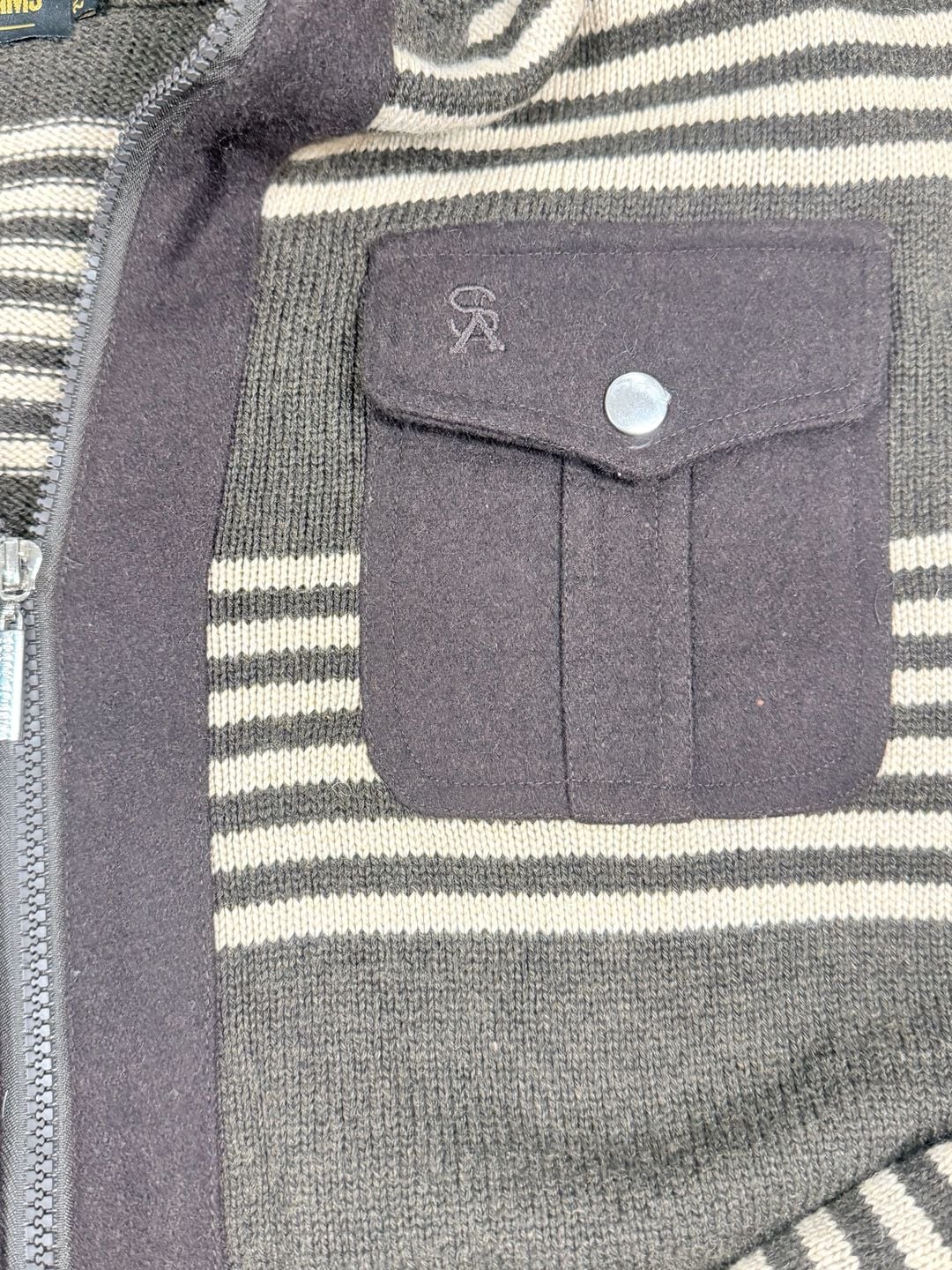 Stacy Adams Full Zip Sweater Jacket Size 2XL Gray Striped Mock Neck 3