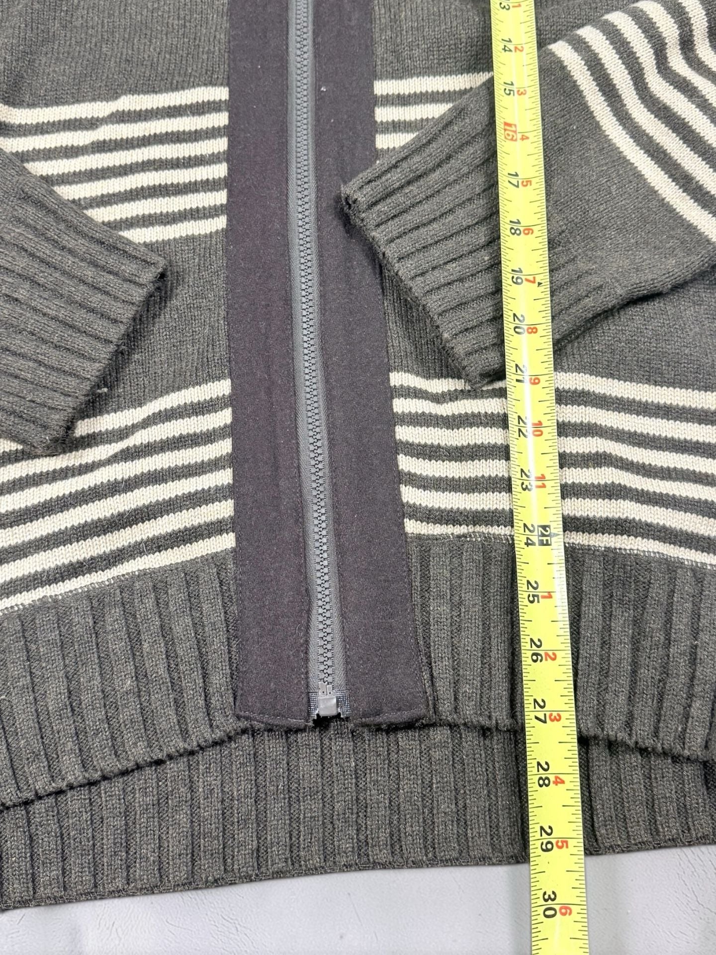 Stacy Adams Full Zip Sweater Jacket Size 2XL Gray Striped Mock Neck 8