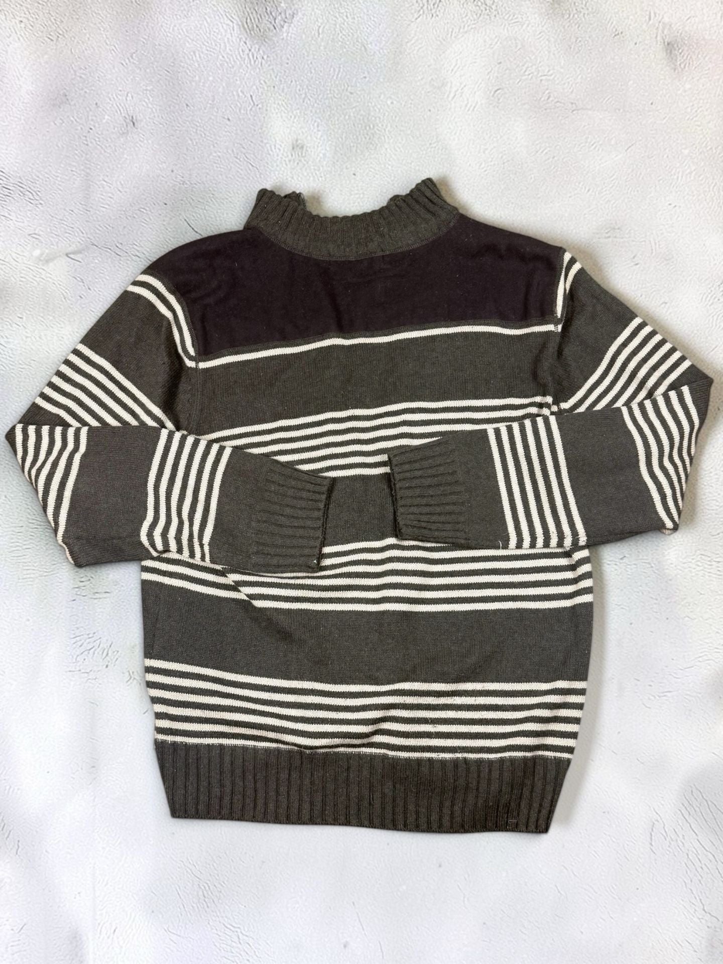 Stacy Adams Full Zip Sweater Jacket Size 2XL Gray Striped Mock Neck 9