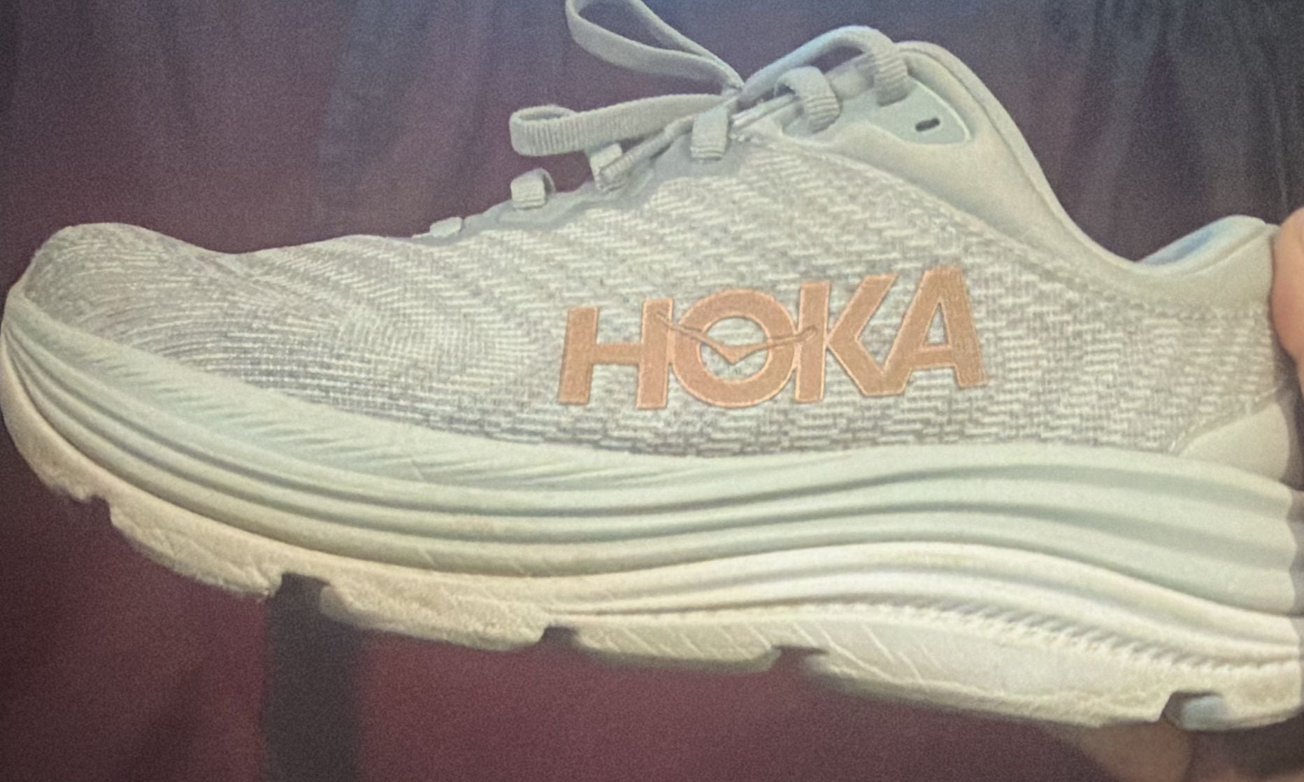 HOKA Gaviota 5 Size 9 Wide Gray Rose Gold Running Shoes 7