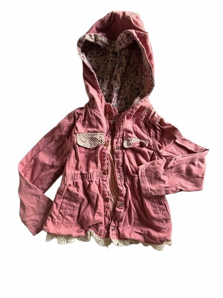 Nannette Kids Jacket Size 6 Pink Cotton Lace Trim 2