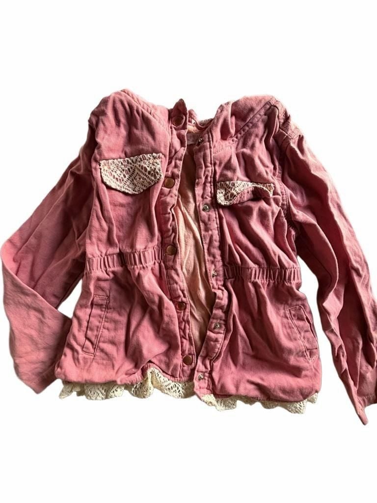 Nannette Kids Jacket Size 6 Pink Cotton Lace Trim 3