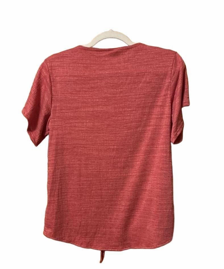 Weatherproof Vintage Tie Front Top Size M Red Heather Short Sleeve 6
