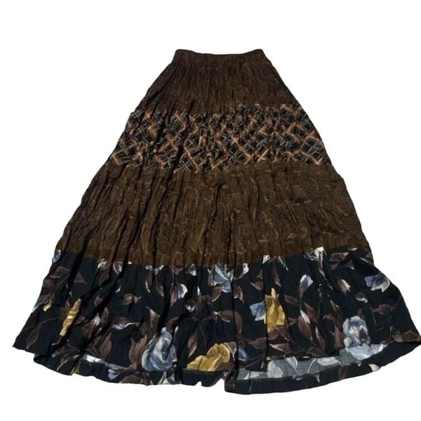 Stonebridge Vintage Floral Tiered Maxi Skirt Size Small