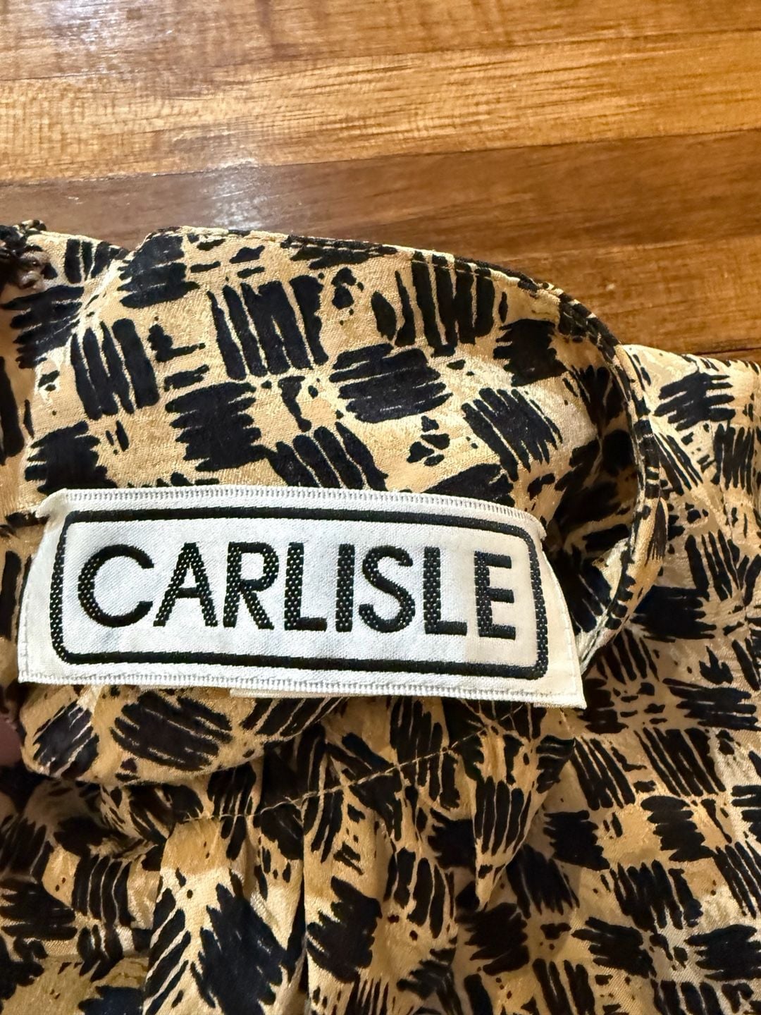 Carlisle Printed Silk Blouse Black Cream Mock Neck (q1) 4