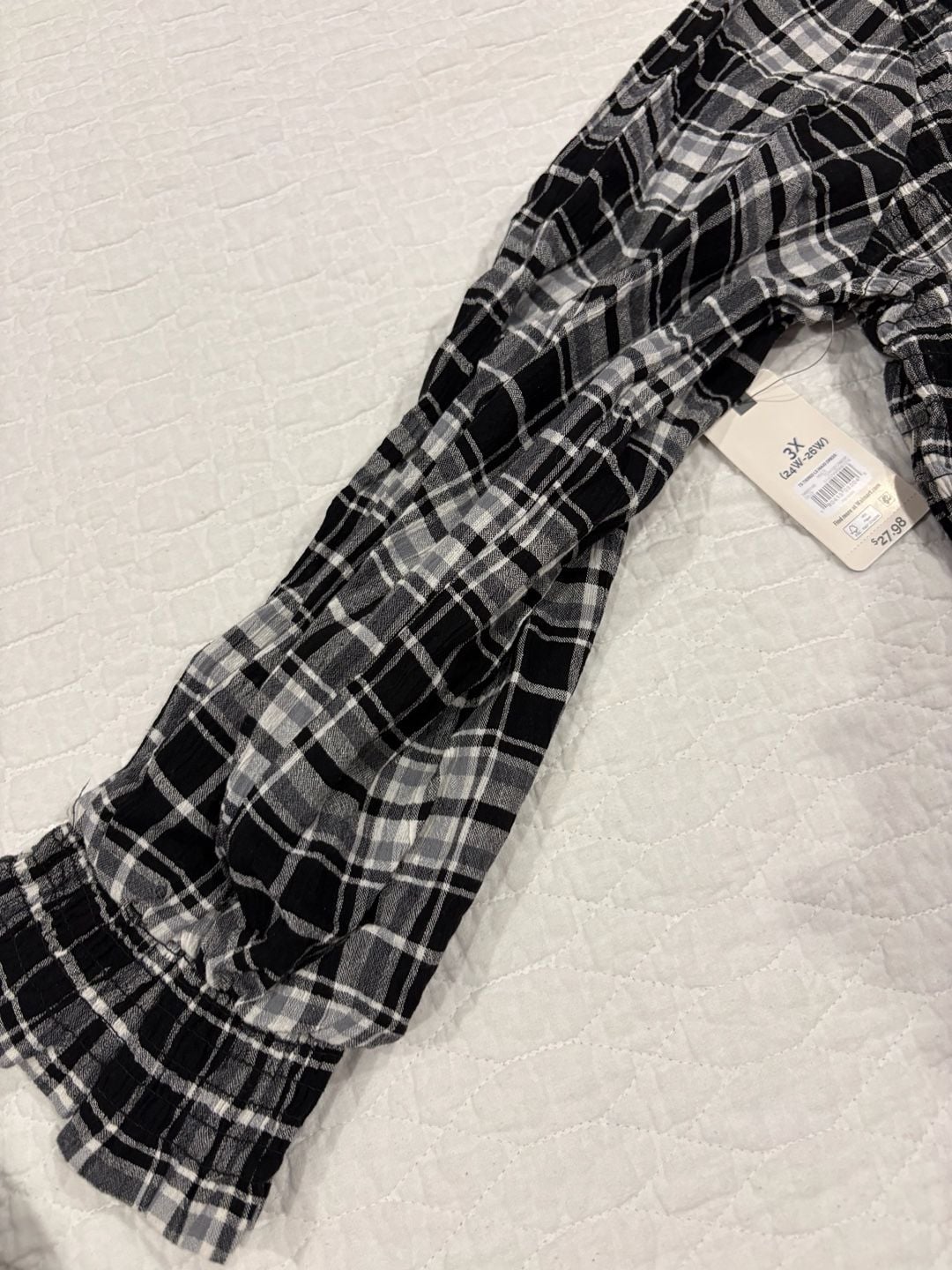 Terra & Sky Women’s 3X Black White Plaid Tiered Maxi Dress Long Sleeve NWT 11