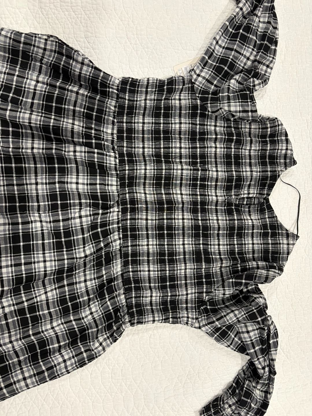 Terra & Sky Women’s 3X Black White Plaid Tiered Maxi Dress Long Sleeve NWT 15