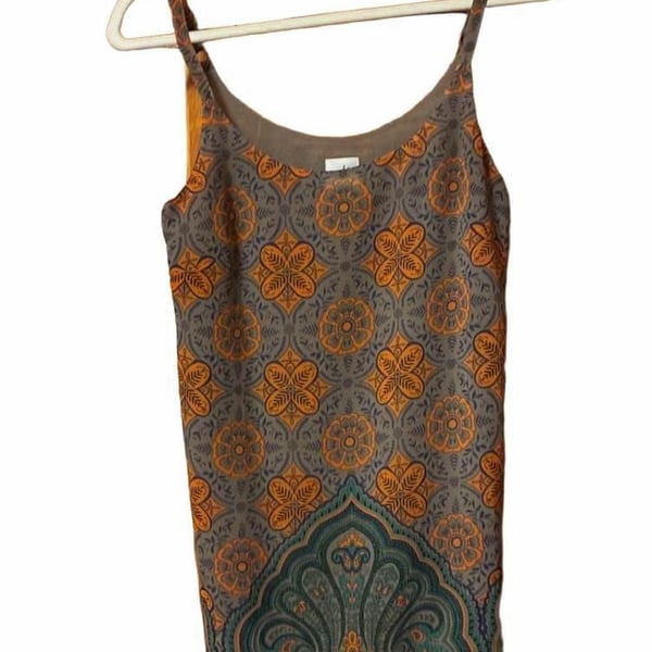 Cabi Arabesque Cami Size XS Orange Gray Print Tank Top