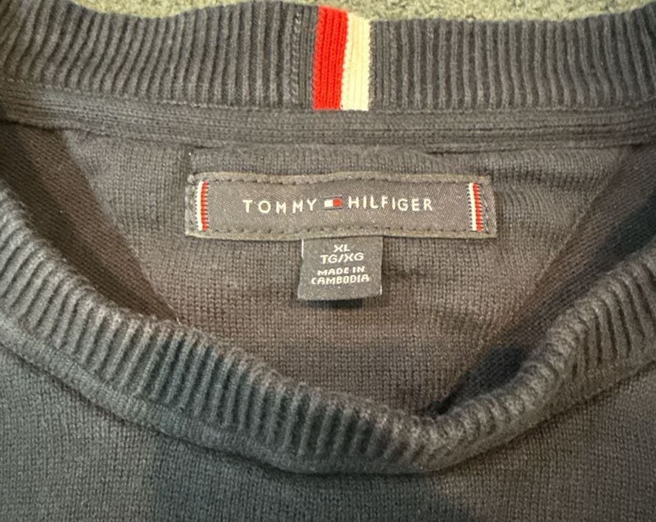 Tommy Hilfiger Crewneck Sweater Size XL Black Cotton Long Sleeve 4