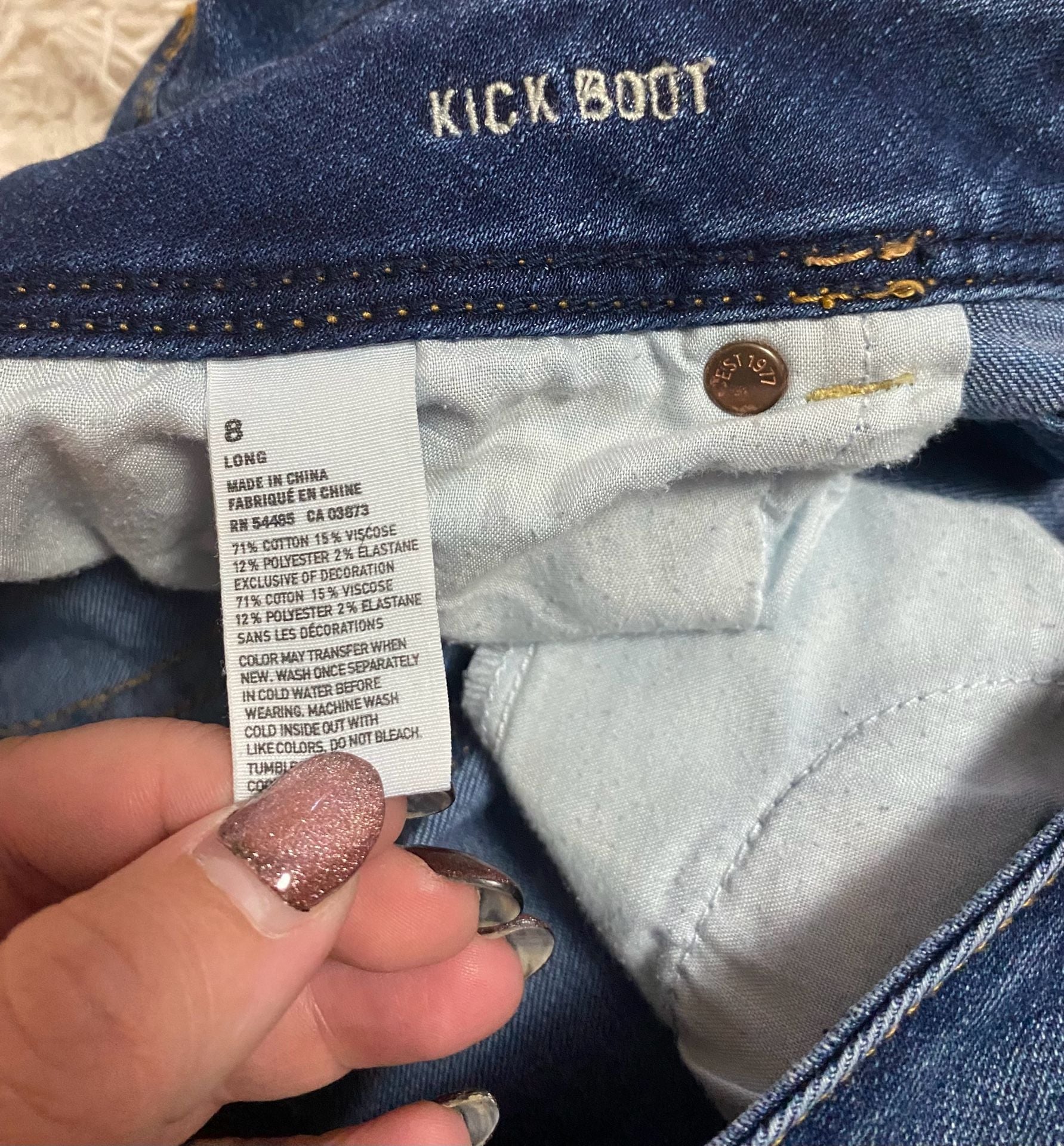 American Eagle Outfitters Kick Boot Jeans Size 8 Long Blue Denim 6